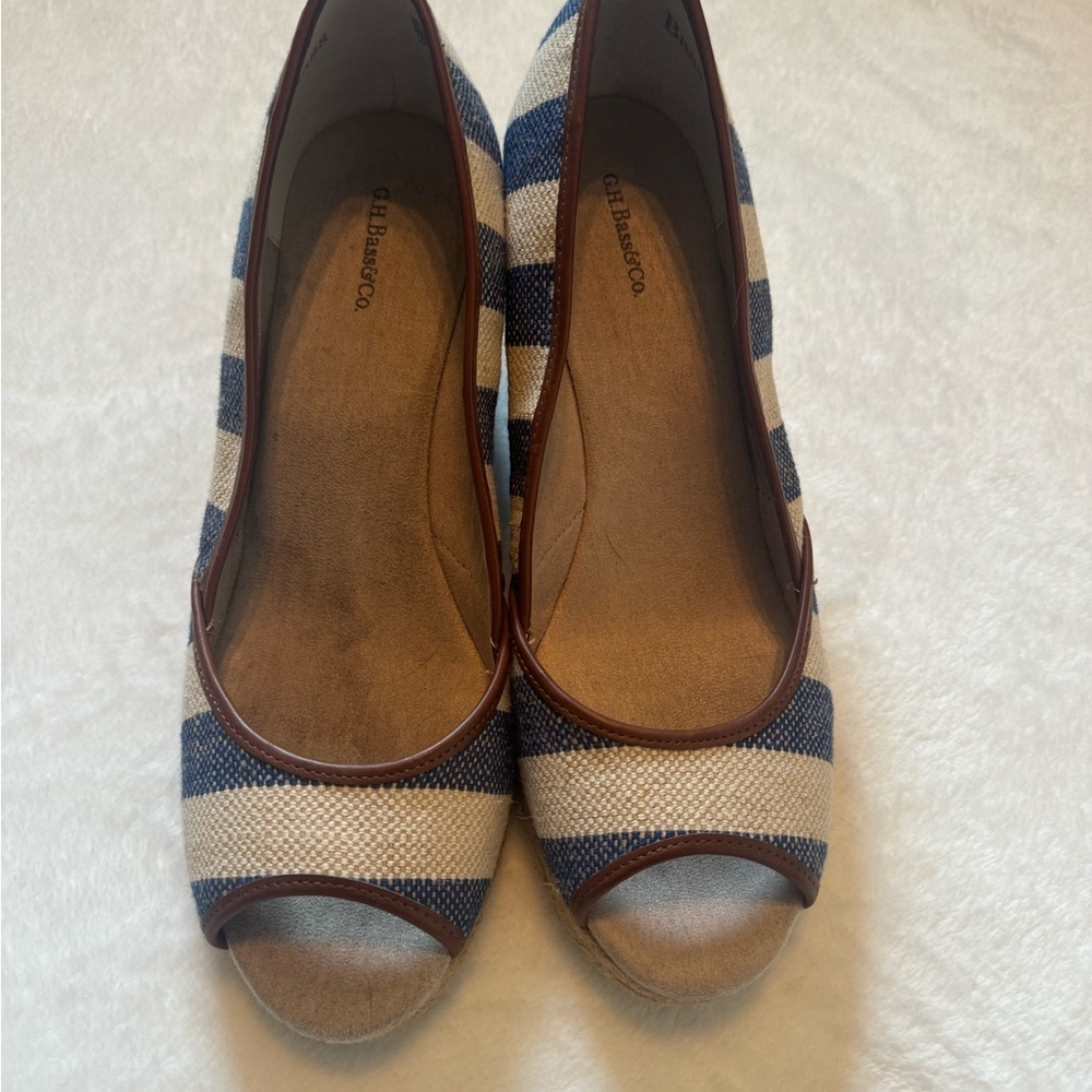 GH Bass & Co Kate Striped Women's Wedge Shoes Size 10